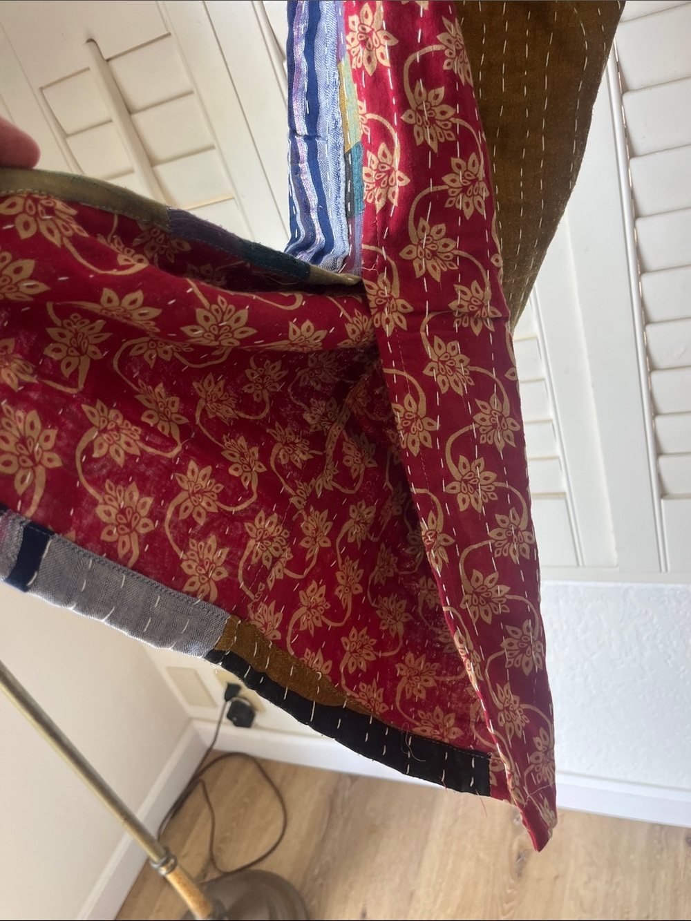 ✨ She’s 1Oak One-of-a-Kind Vintage Kantha Patchwork Wide-Leg Pants ✨ - Picture 6 of 12